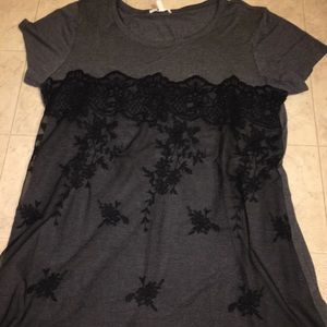 Gray shirt with black lace
